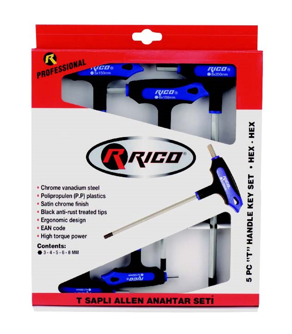 Rico 5 PC T Tip Düz Allen