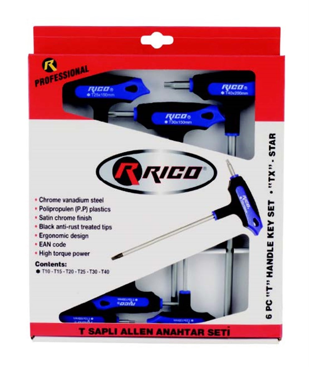 RİCO 6 Parça T Tip Torx Allen Anahtar