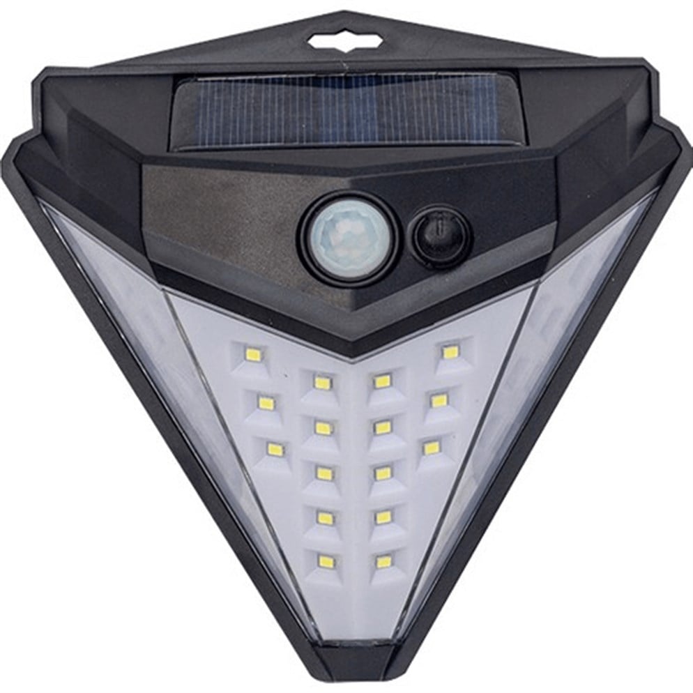 Tudor Solar Sensörlü Güneş Enerjili Üçgen 38 Led Duvar Lambası Aplik
