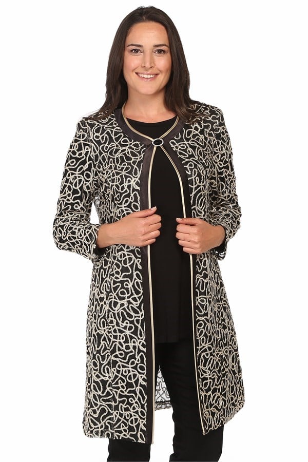 LADIES FIRST Büyük Beden 2932 Siyah-Altın Ceket+Bady İkili Takım