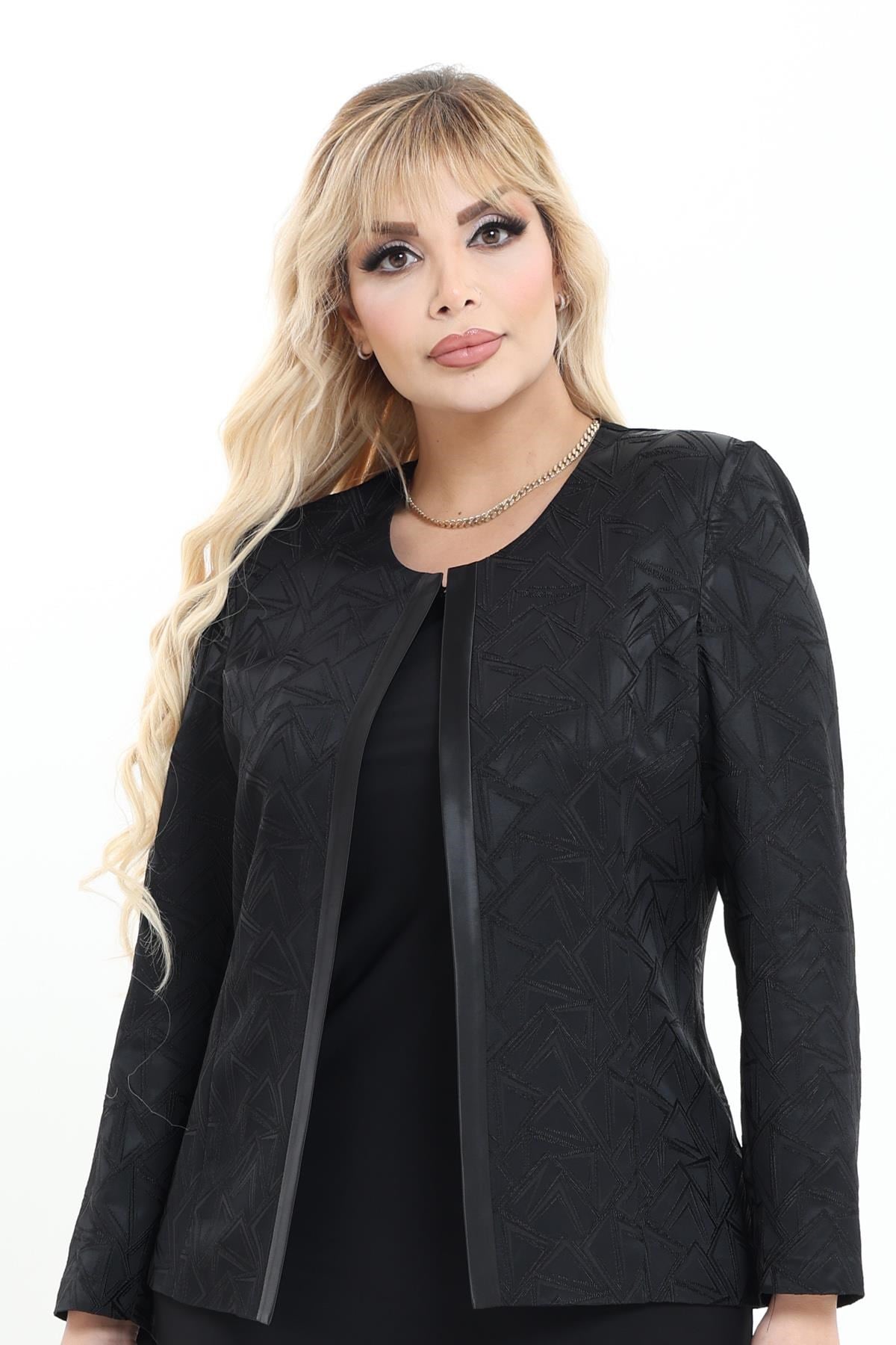 Büyük Beden 3980 Siyah Ceket+Bluz Takım