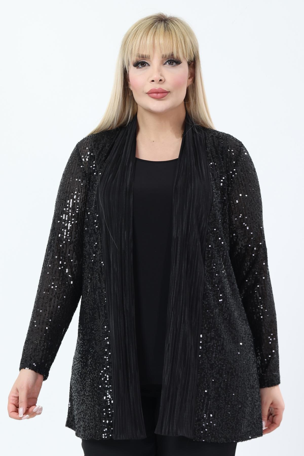 Büyük Beden 4032 Siyah Ceket+Bluz Takım