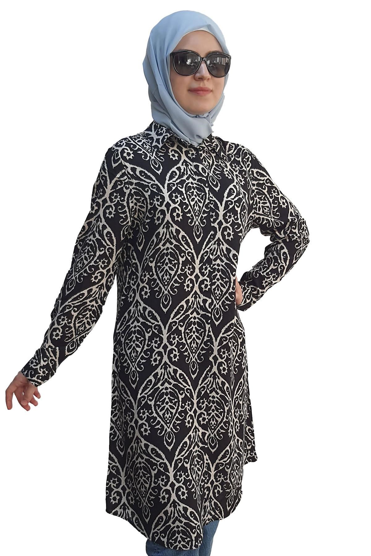 Desenli Tunik 9000-D26 Pamuk Kumaş