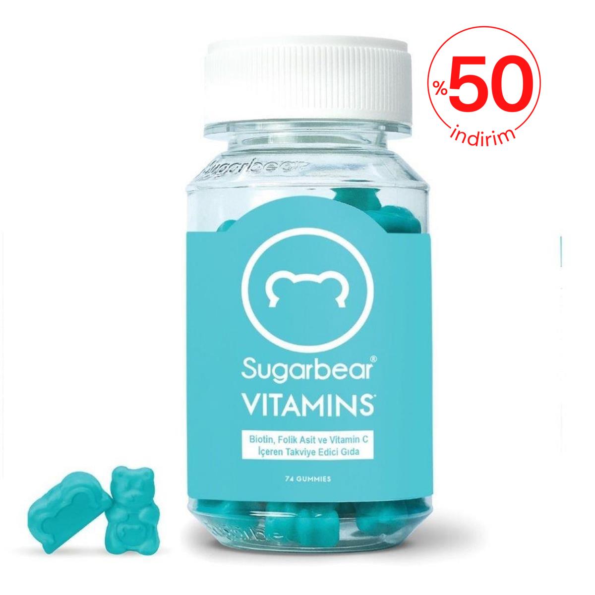 Sugarbear Vitamins Saç Vitamini 74 Gummies SKT:12/24