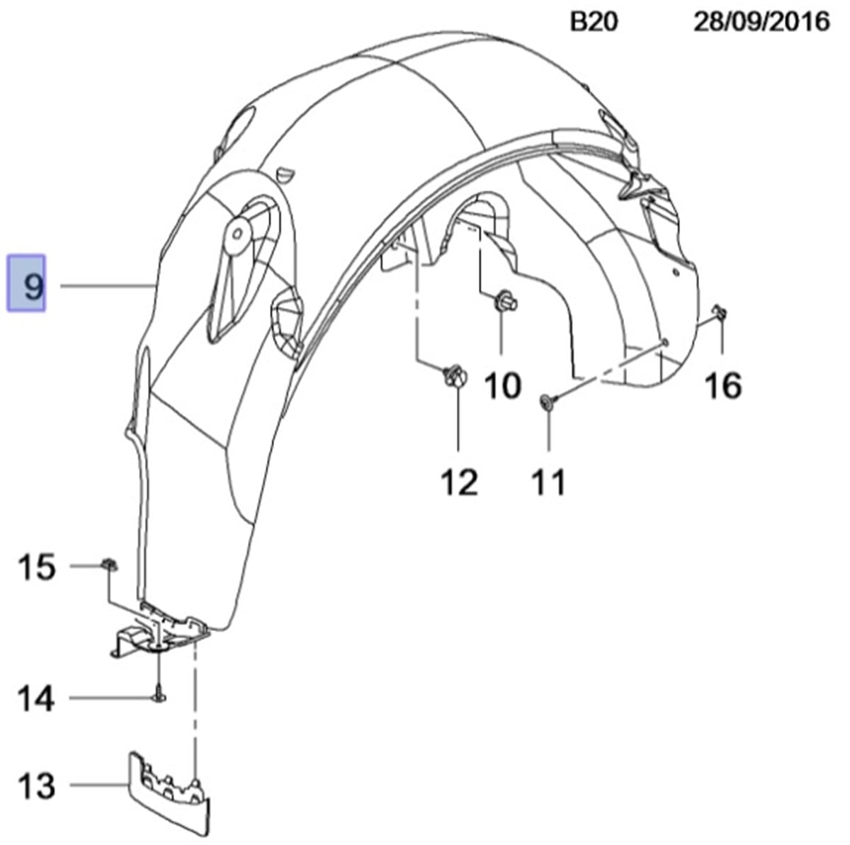 Opel Astra K Arka Sağ Davlumbaz GM