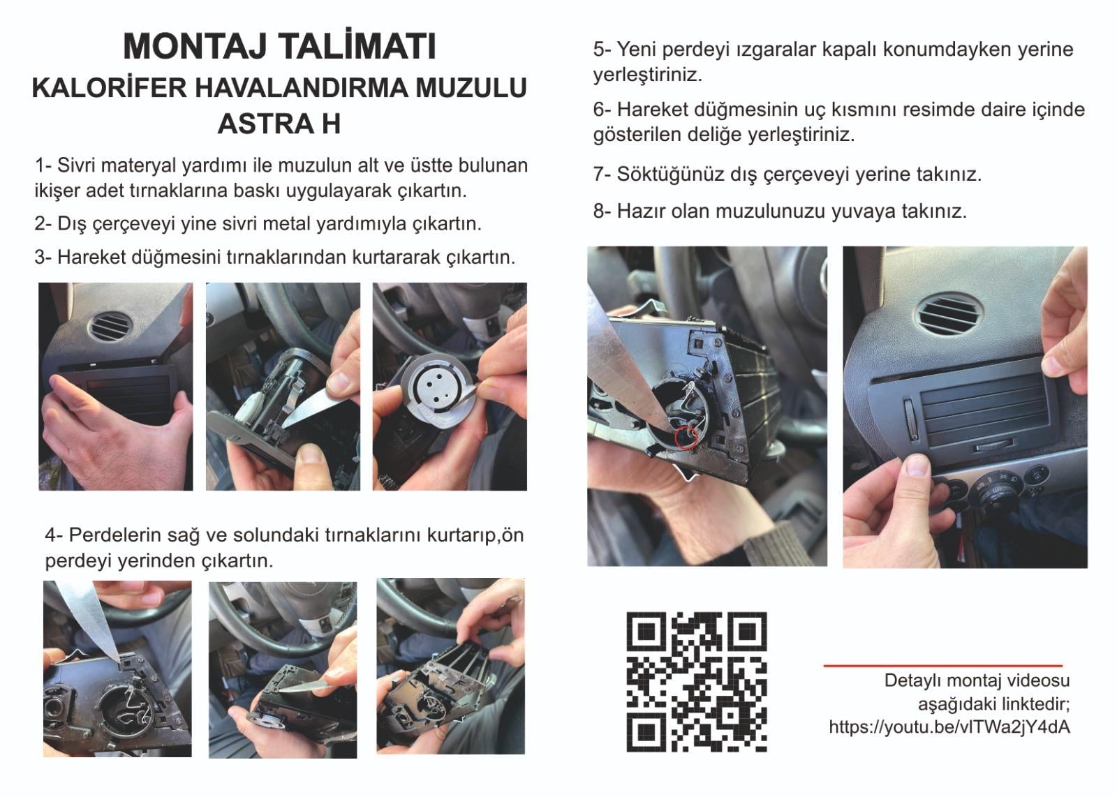 Opel Astra H Sol Havalandırma Muzul Izgarası