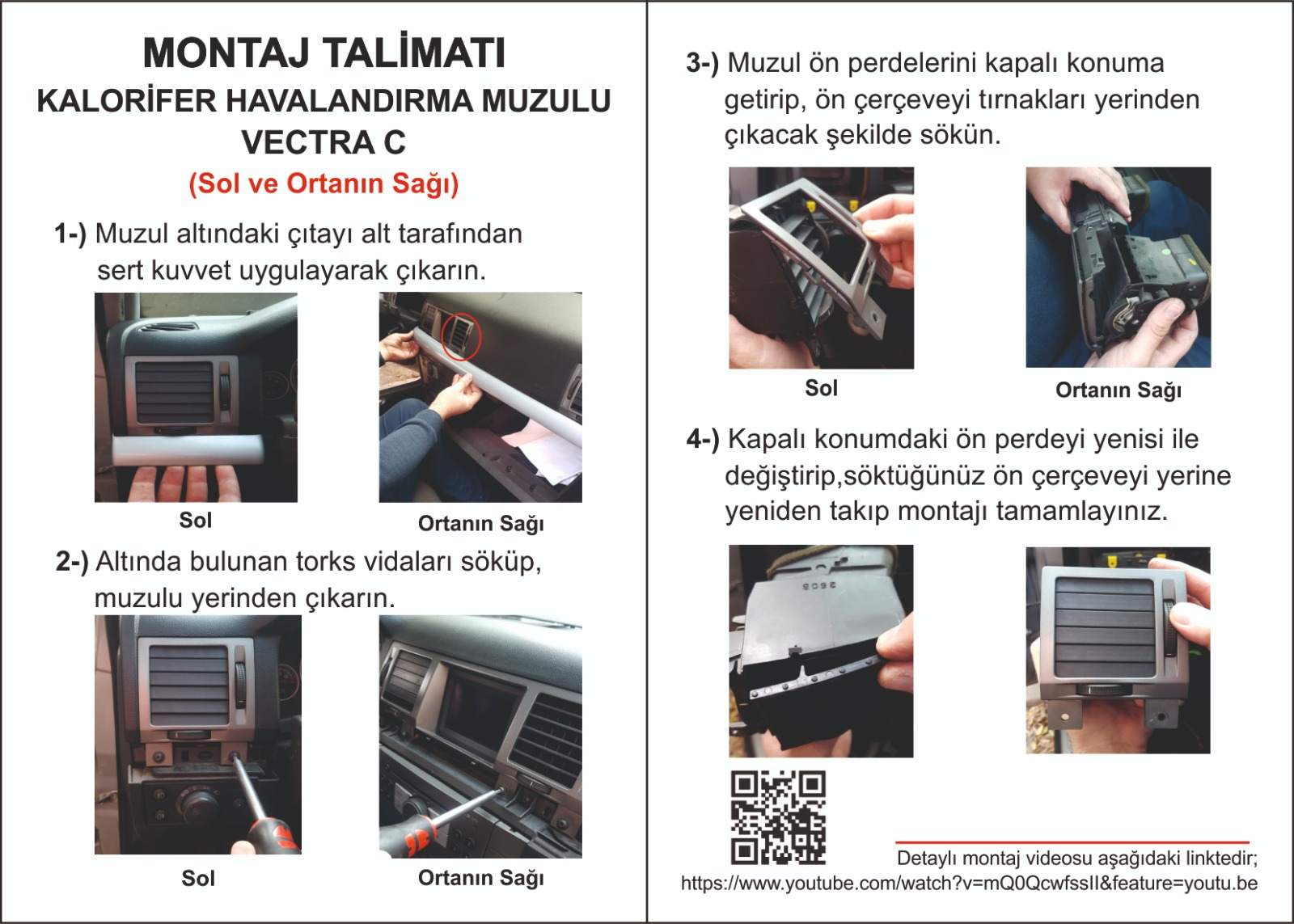 Opel Vectra C Sol Havalandırma Muzul Izgarası