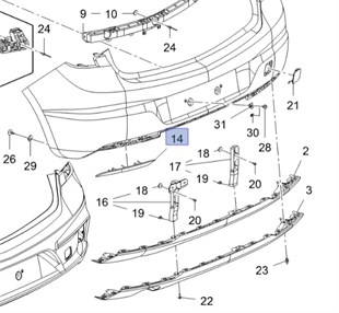 Opel Astra K Sol Arka Reflektör GM