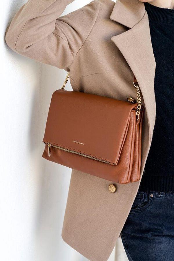 DAVID JONESKadın Askılı Omuz Çantası Kahve