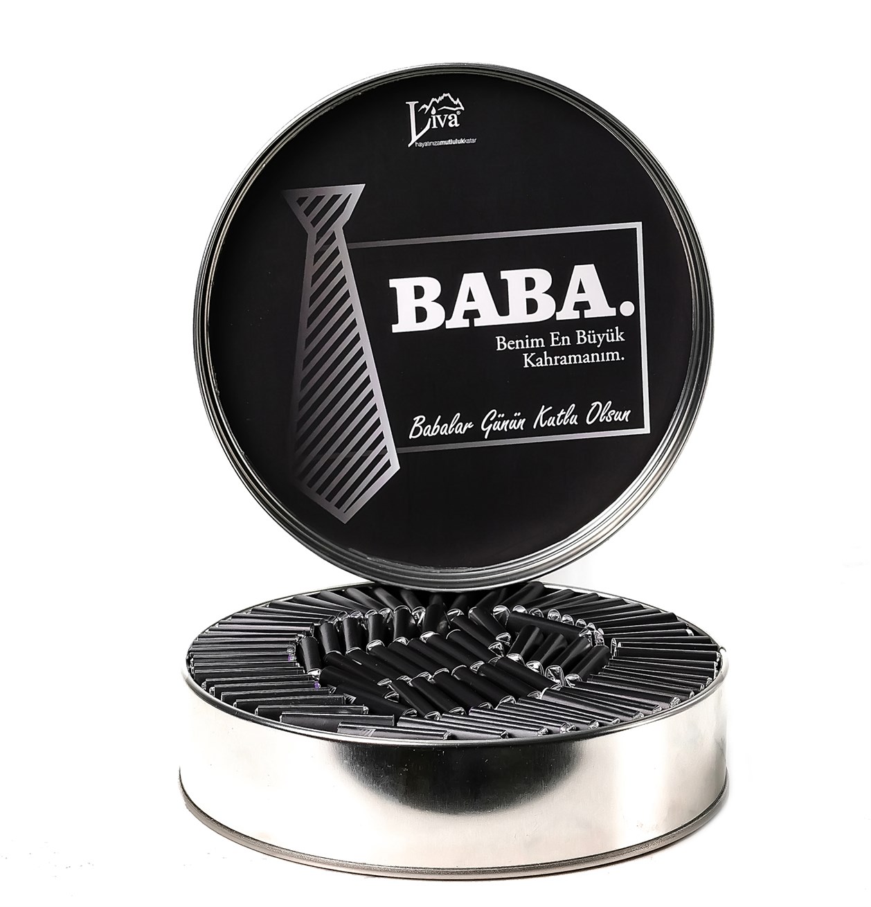 Metal Kutu Babalar Günü Çikolatası Kahraman Babam Tasarım ( 80 Adet Napoliten Çikolata )