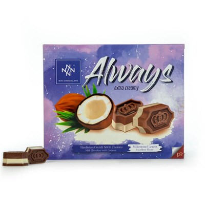 NiN Chocolate Always Hindistan Cevizli Sütlü Çikolata 