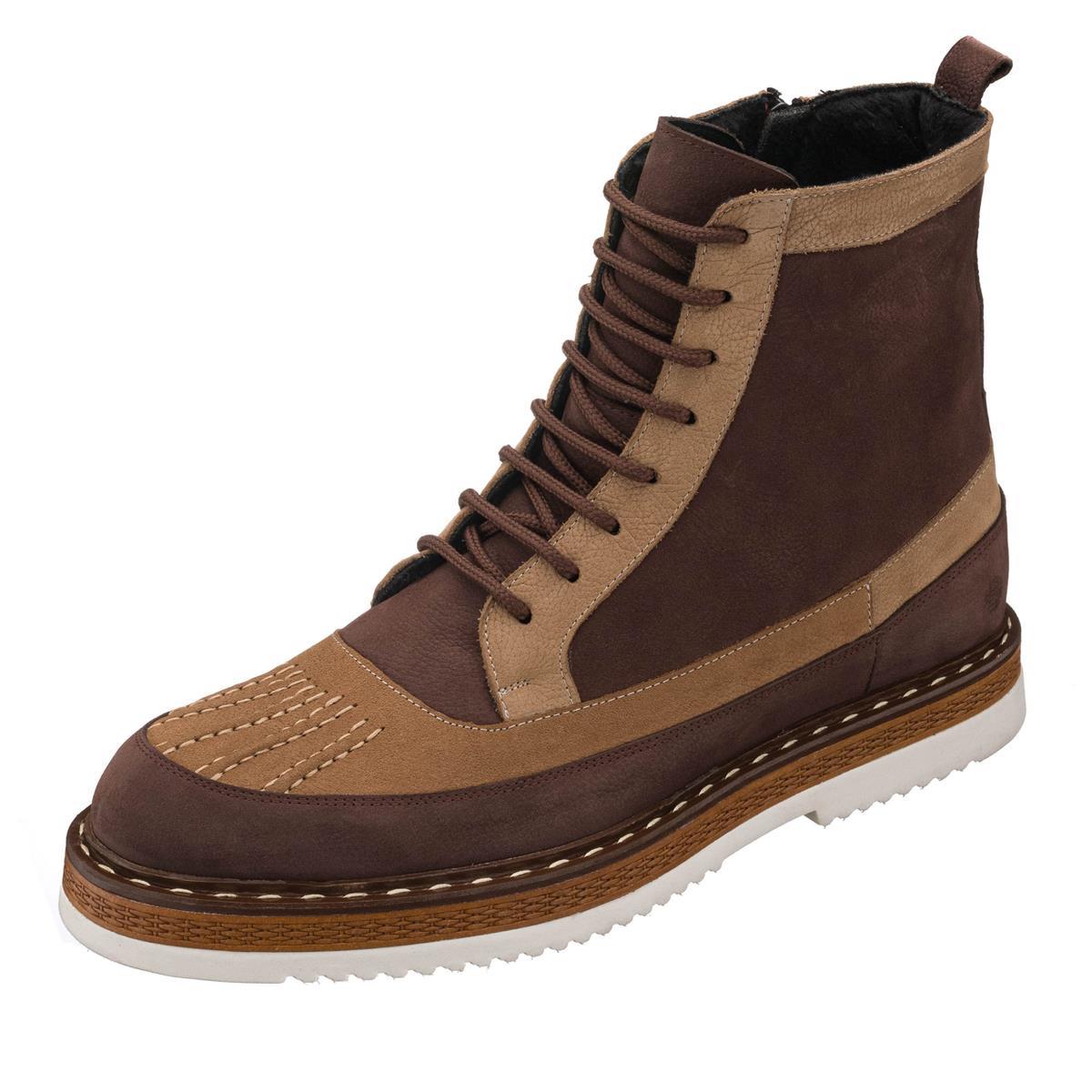 Kahve Deri77, 45 46 47 48 49 50 numara erkek bot, deri kışlık ve su geçirmez büyük numara erkek bot, İriadam geniş kalıp kaliteli bot modelleri, uygun fiyat