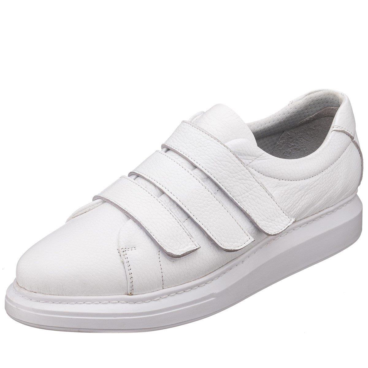 Beyaz Deri111, iriadam, 45 46 47 48 49 50 numara erkek spor deri ayakkabı, spor ayakkabı, büyük numara erkek spor, büyük beden geniş kalıp kaliteli deri spor ayakkabı, uygun fiyat