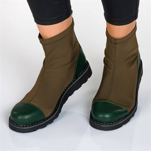 Costo shoesBot ve Çizme Modellerimiz19273 Haki dalgıç strech kumaş Büyük Numara Bayan Ayakkabı