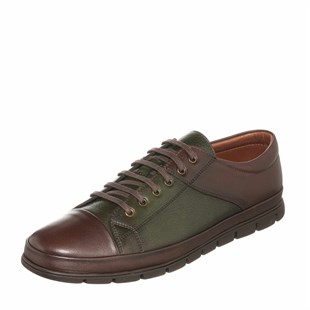 Costo shoes4 Mevsim ModellerEU1840 Kahve & Haki Deri 4 Mevsim Büyük Numara Üst Kalite Erkek Ayakkabısı
