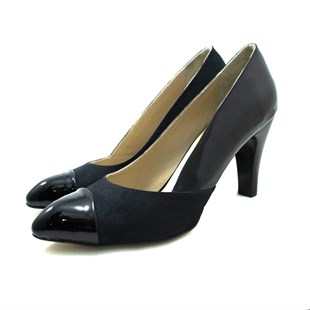 Costo shoesAbiye ve Topuklu Modellerimiz1432 Siyah Rugan & Süet Büyük Numara Kadın Ayakkabı