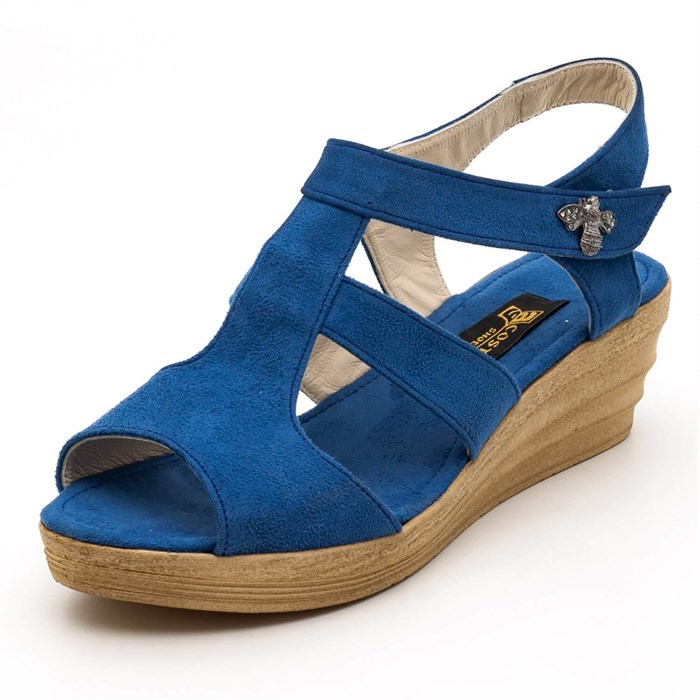1137 Mavi Suet Büyük Numara Bayan Ayakkabısı