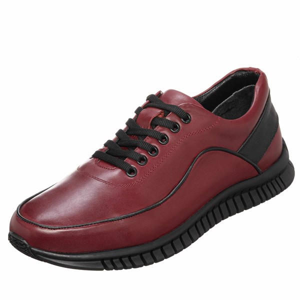 Costo shoes49-50 NumaralarGG1318 Bordo Dana Derisi Kauçuk Taban Rahat Geniş Kalıp Büyük Numara 4 Mevsim Erkek Ayakkabısı