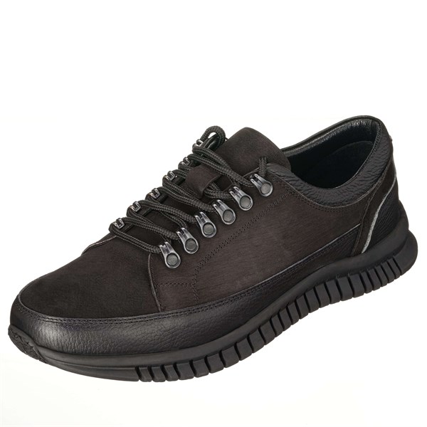 Costo shoes49-50 NumaralarYNS4001 Siyah Dana Derisi Rahat Geniş Kalıp Kauçuk Taban Rahat Şık Büyük Numara Erkek Spor Gündelik Ayakkabı