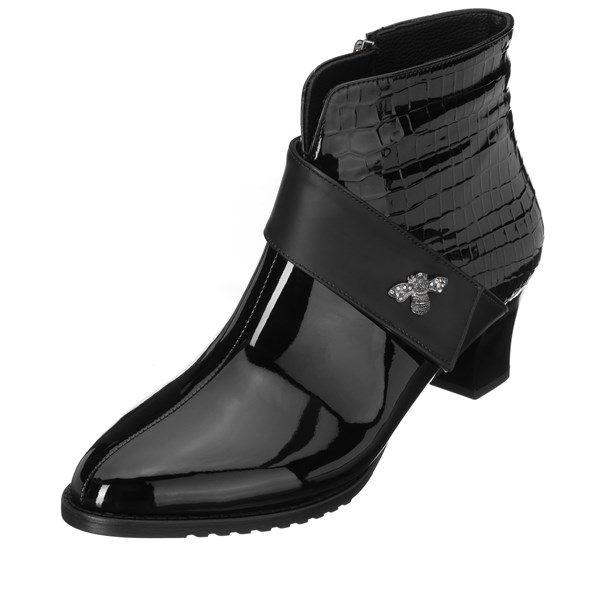 Costo shoesBot ve Çizme Modellerimiz41,42,43,44 KDR1214 Siyah Rugan 6 cm Topuk Çok Amaçlı  Kullanıma Uygun Rahat Şık Özel Seri Büyük Numara Kadın Bot