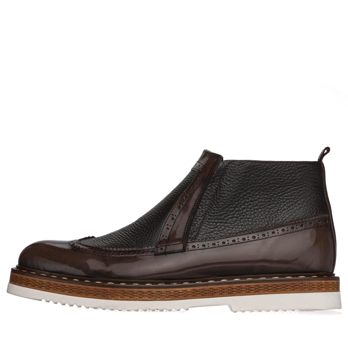 Kahve Deri44, 45 46 47 48 49 50 numara erkek bot, deri kışlık ve su geçirmez büyük numara erkek bot, İriadam geniş kalıp kaliteli bot modelleri, uygun fiyat