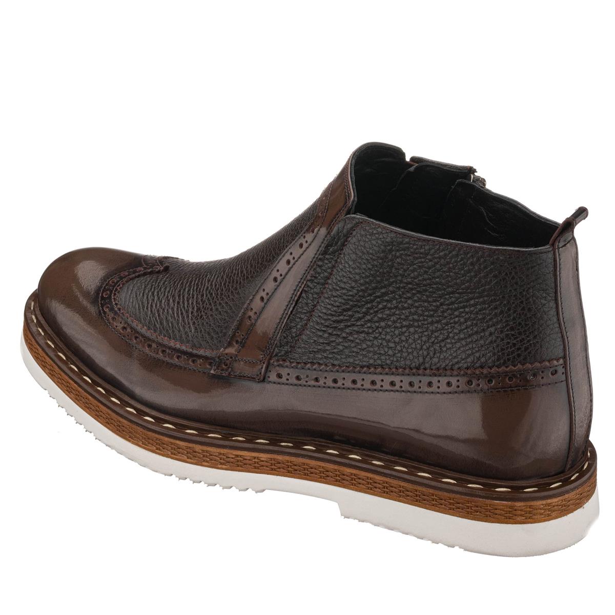 Kahve Deri45, 45 46 47 48 49 50 numara erkek bot, deri kışlık ve su geçirmez büyük numara erkek bot, İriadam geniş kalıp kaliteli bot modelleri, uygun fiyat