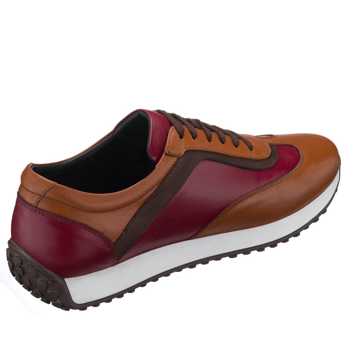 Taba Bordo Deri3, iriadam, 45 46 47 48 49 50 numara erkek spor deri ayakkabı, spor ayakkabı, büyük numara erkek spor, büyük beden geniş kalıp kaliteli deri spor ayakkabı, uygun fiyat
