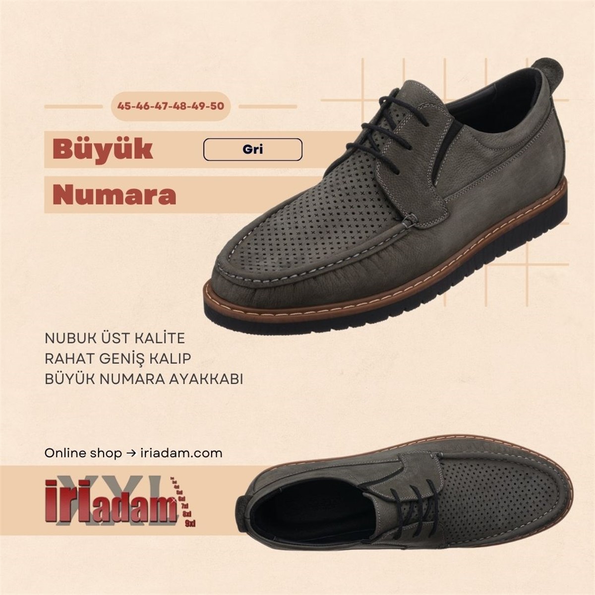 Gri Nubuk911, iriadam, 45 46 47 48 49 50 numara erkek klasik kundura ayakkabı, Deri Damat ve smokin ayakkabısı, büyük numara erkek klasik kundura, büyük beden geniş kalıp kaliteli klasik ayakkabı modelleri, uygun fiyat