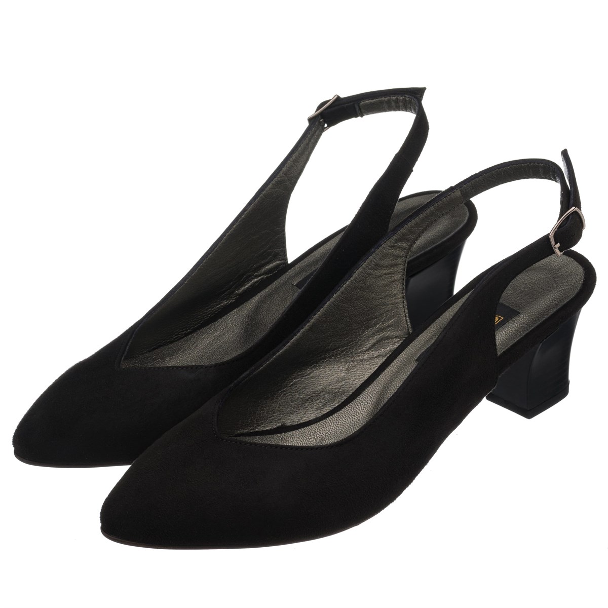LTF00131 Siyah Süet Kısa Topuk rahat geniş kalıp özel seri büyük numara topuklu  ayakkabı