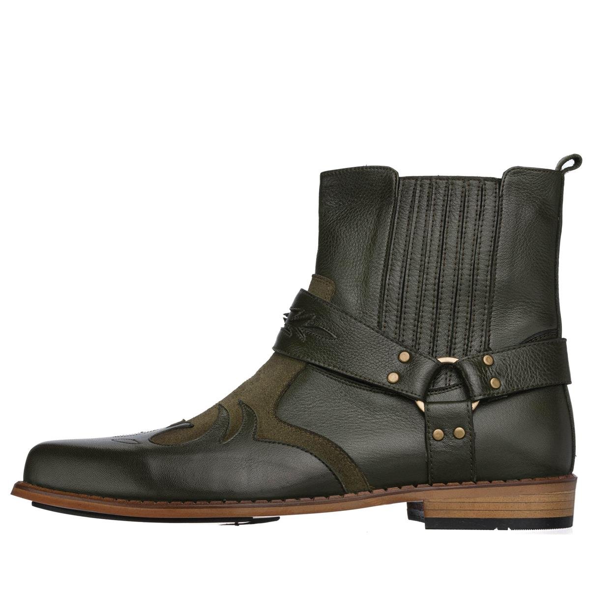 Haki deri Kovboy2, 45 46 47 48 49 50 numara erkek bot, deri kışlık ve su geçirmez büyük numara erkek bot, İriadam geniş kalıp kaliteli bot modelleri, uygun fiyat