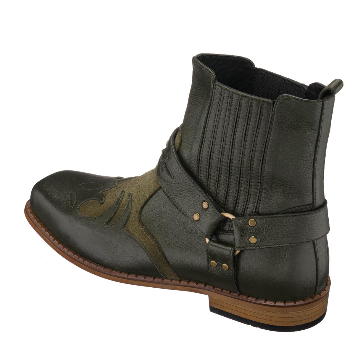 Haki deri Kovboy5, 45 46 47 48 49 50 numara erkek bot, deri kışlık ve su geçirmez büyük numara erkek bot, İriadam geniş kalıp kaliteli bot modelleri, uygun fiyat