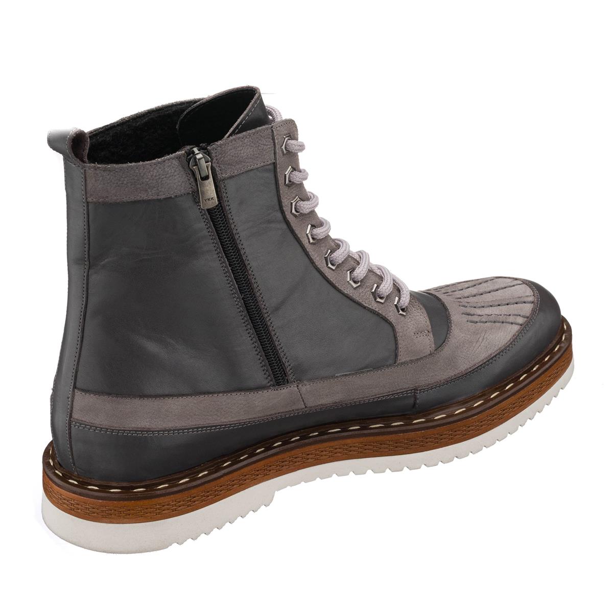 Gri Deri25, 45 46 47 48 49 50 numara erkek bot, deri kışlık ve su geçirmez büyük numara erkek bot, İriadam geniş kalıp kaliteli bot modelleri, uygun fiyat