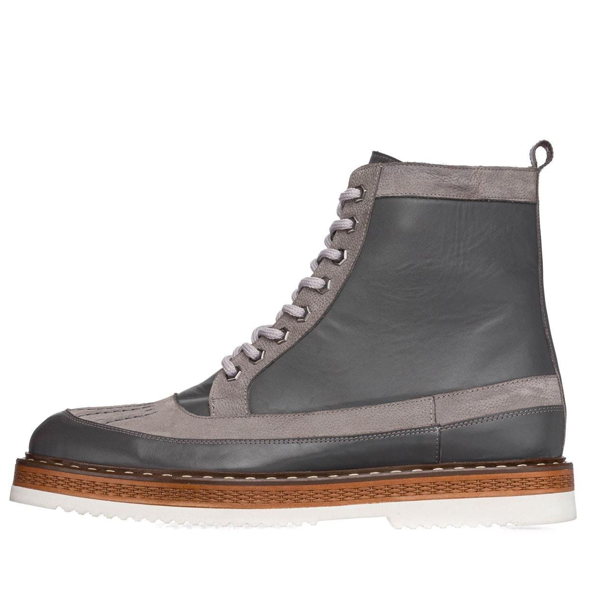 Gri Deri24, 45 46 47 48 49 50 numara erkek bot, deri kışlık ve su geçirmez büyük numara erkek bot, İriadam geniş kalıp kaliteli bot modelleri, uygun fiyat