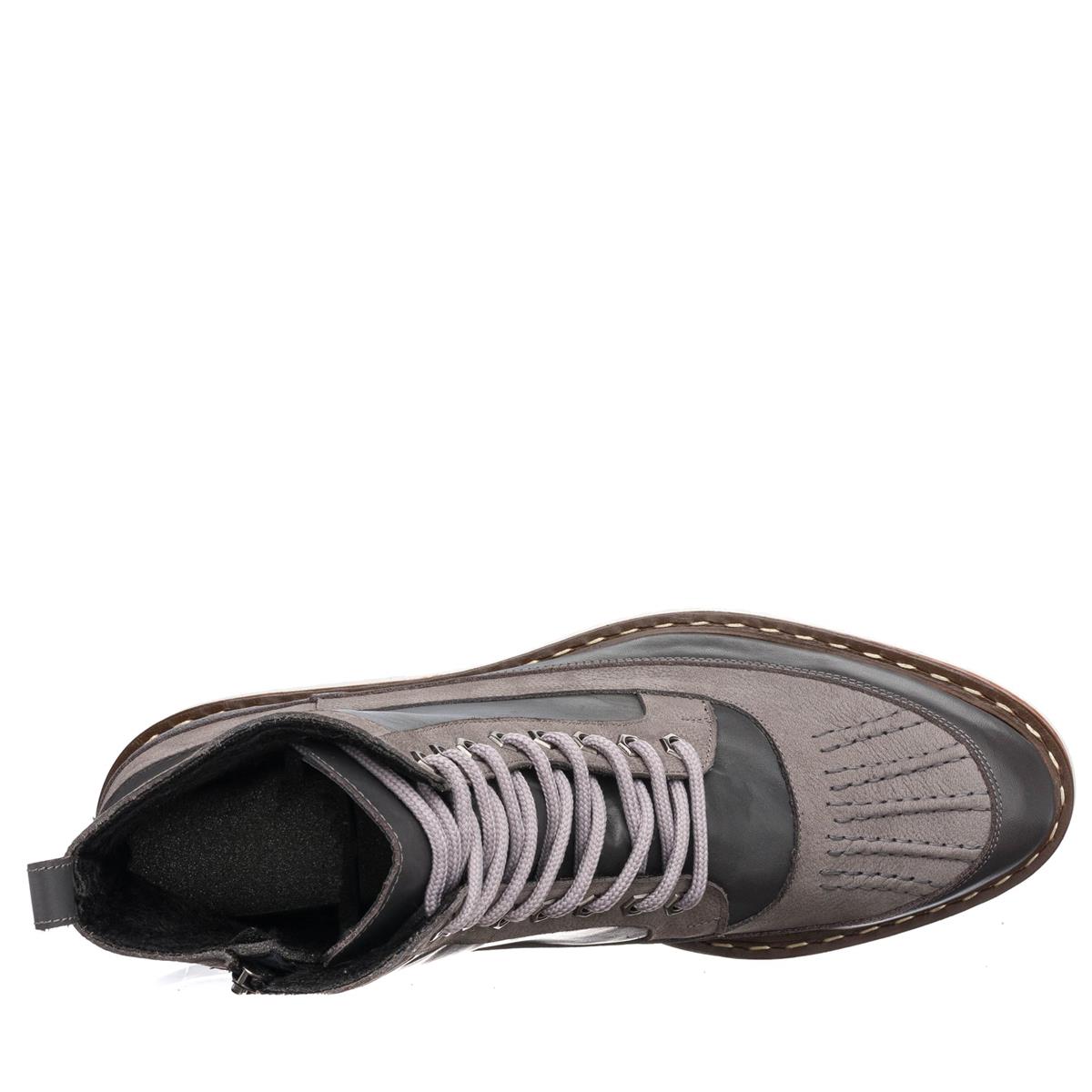 45 Numara 46 numara 47 Numara 48 numara 49 numara 50 numara Büyük Numara Erkek Üst Kalite Deri Bot - ZM402 Gri