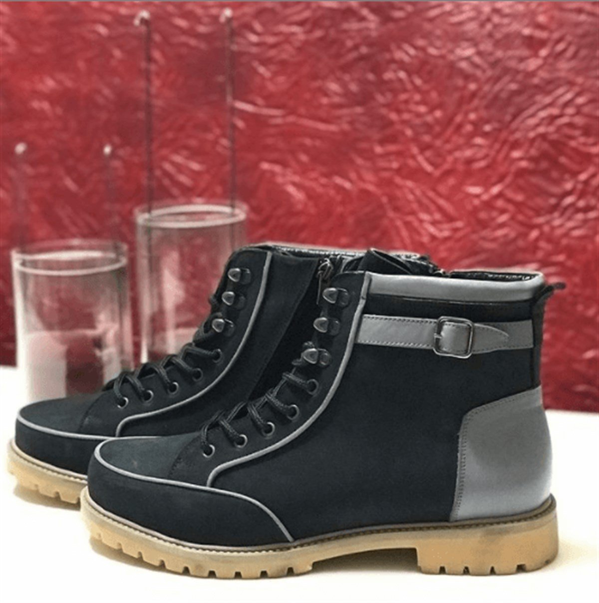 Siyah Deri078, 45 46 47 48 49 50 numara erkek bot, deri kışlık ve su geçirmez büyük numara erkek bot, İriadam geniş kalıp kaliteli bot modelleri, uygun fiyat