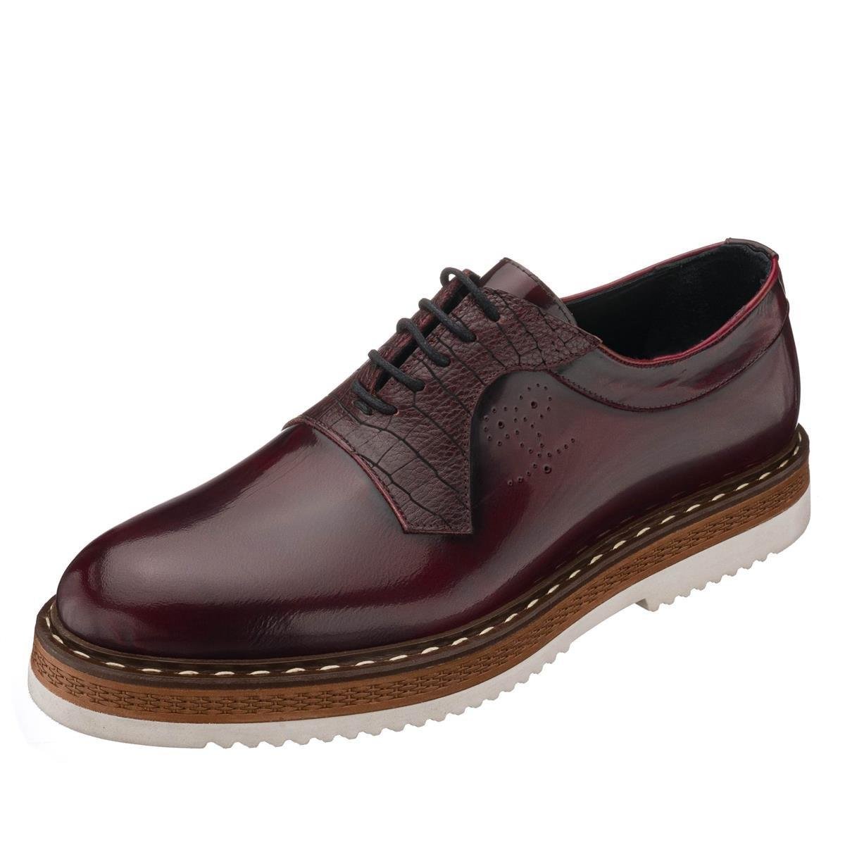 Büyük beden Erkek Gündelik Deri Ayakkabı - GS4138 Bordo