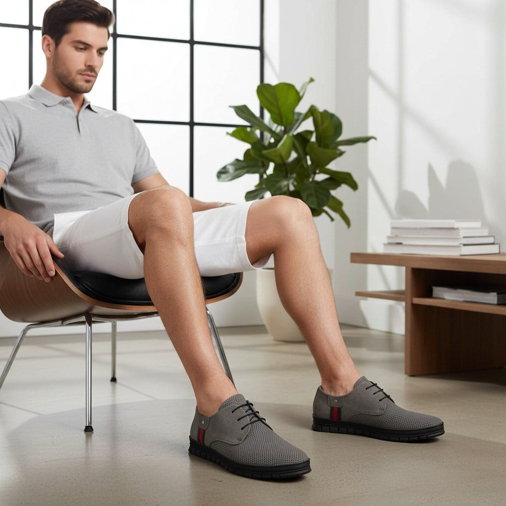 AG8800-1 Gri,  iriadam, 45 46 47 48 49 50 numara erkek yazlık deri ayakkabı, büyük beden yazlık ayakkabı, büyük numara oxford casual günlük yazlık ayakkabı, büyük beden geniş kalıp kaliteli deri ayakkabı, uygun fiyat