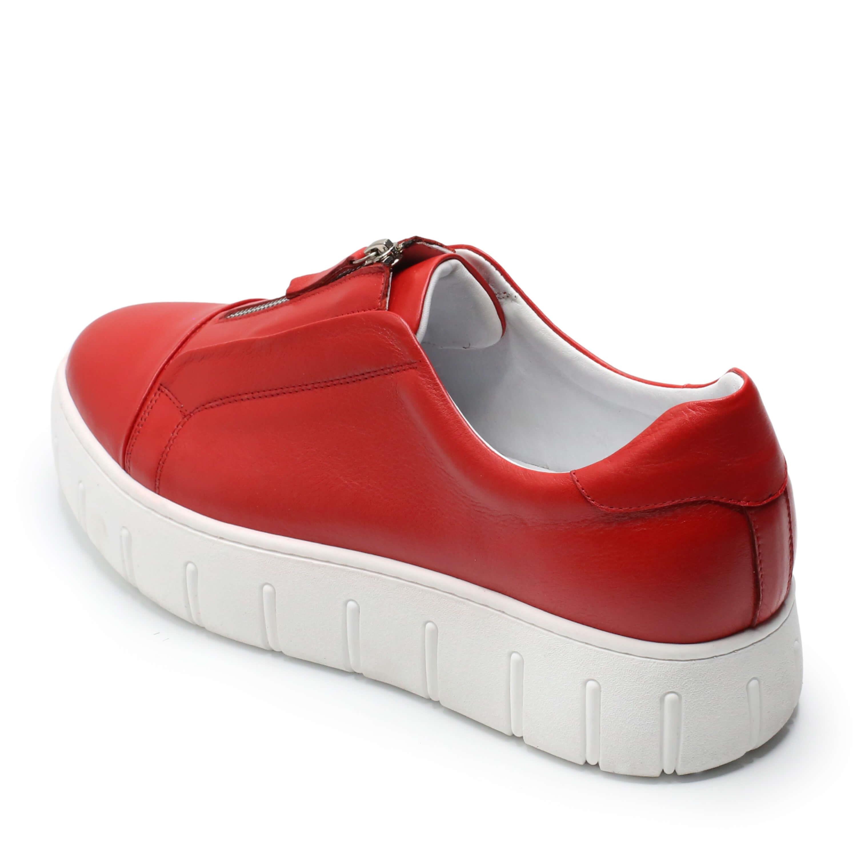 Deri Spor Ayakkabı  CK01 Kırmızı Deri Gündelik spor ayakkabı rahat geniş kalıp yeni sezon  - İRİADAM.com 