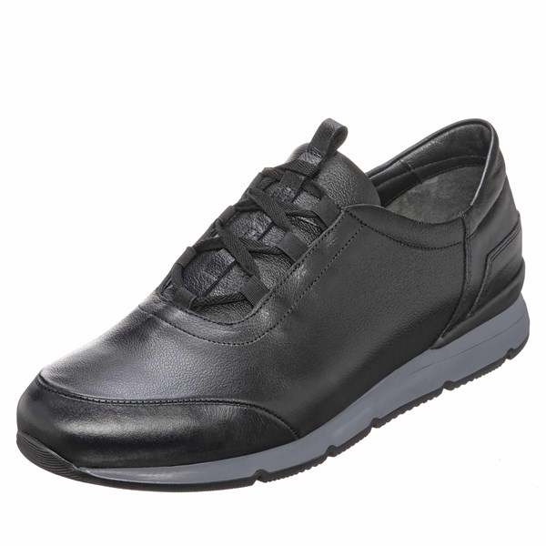 Costo shoesDeri Spor AyakkabılarUS810 Siyah Deri Kauçuk Tabanlı  Büyük Numara Erkek Spor Ayakkabı 