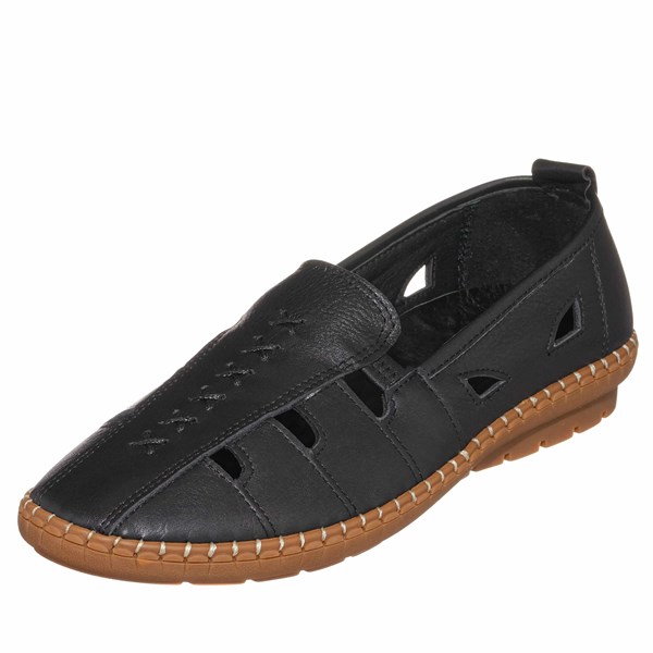 Costo shoesTerlik Sandalet ve Babet ModellerimizANK1356 Siyah Deri Büyük numara rahat Geniş Kalıp Gündelik babet ayakkabı