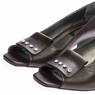 Costo shoesAbiye ve Topuklu Modellerimiz190318 Kahve Analin Büyük Numara Kadın Ayakkabı