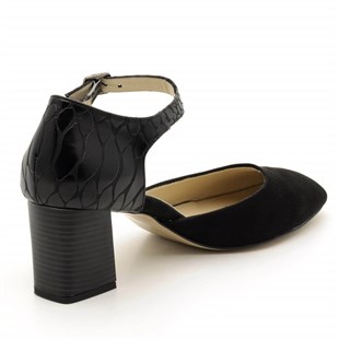 Abiye ve Topuklu Modellerimiz9797 Siyah Süet Büyük Numara Bayan Ayakkabısı