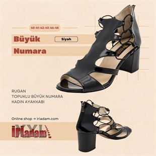 COSTO SHOESANASAYFAM17428 Siyah Rugan Topuklu Büyük Numara Kadın Ayakkabıları