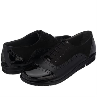 COSTO SHOESANASAYFAMMSK-0012 Siyah bayan gündelik maskülen tasarım kaucuk taban rahat geniş kalıp büyük numara kadın ayakkabısı