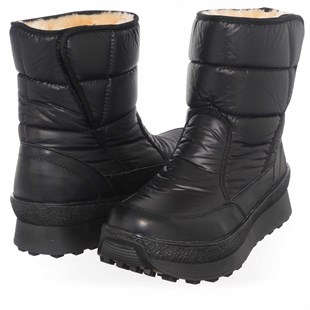Costo shoesBot ve Çizme ModellerimizBT233 Siyah Kürklü Kışlık Büyük numara Rahat Geniş Kalıp Kadın Bot