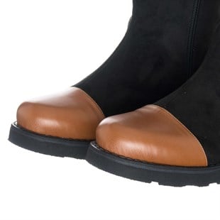 Costo shoesBot ve Çizme ModellerimizK331-1 Taba Siyah Süet KAdın Büyük Numara Bot