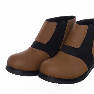 Costo shoesBot ve Çizme ModellerimizK382-2 Taba Nubuk & Siyah Streç Büyük Numara Kadın Botu