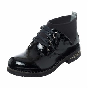 Costo shoesBot ve Çizme ModellerimizK406-5 Siyah Rugan Büyük Numara Kadın Botları