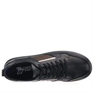 Costo shoesDeri Spor Ayakkabılar45 - 46 - 47 - 48 -49 - 50 KZ4113 Siyah Büyük Numara Dana Derisi Rahat Geniş Kalıp Erkek Spor Ayakkabı