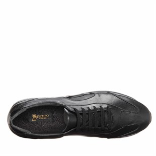 Costo shoesDeri Spor AyakkabılarUS833 Siyah Deri Deri Kauçuk Tabanlı Büyük Numara Spor Ayakkabı
